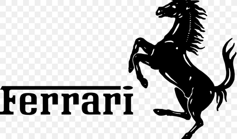 Ferrari Car Logo Decal, PNG, 1024x600px, Ferrari, Black And White, Brand, Car, Decal Download Free