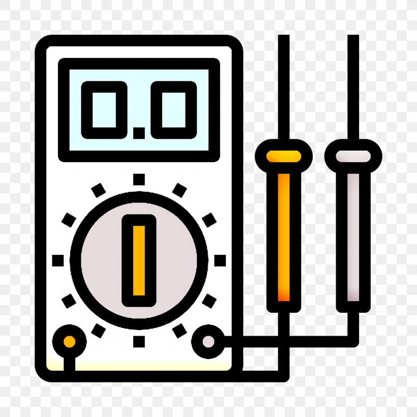 Multimeter Icon Electronic Device Icon Construction And Tools Icon, PNG, 1152x1152px, Multimeter Icon, Construction And Tools Icon, Electronic Device Icon, Line, Yellow Download Free