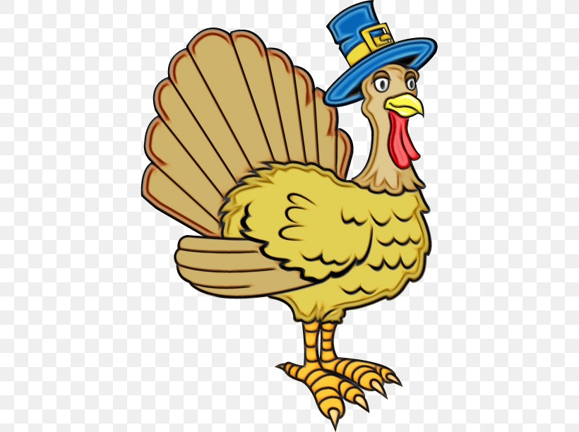 Thanksgiving, PNG, 421x612px, Watercolor, Beak, Bird, Cartoon, Chicken Download Free