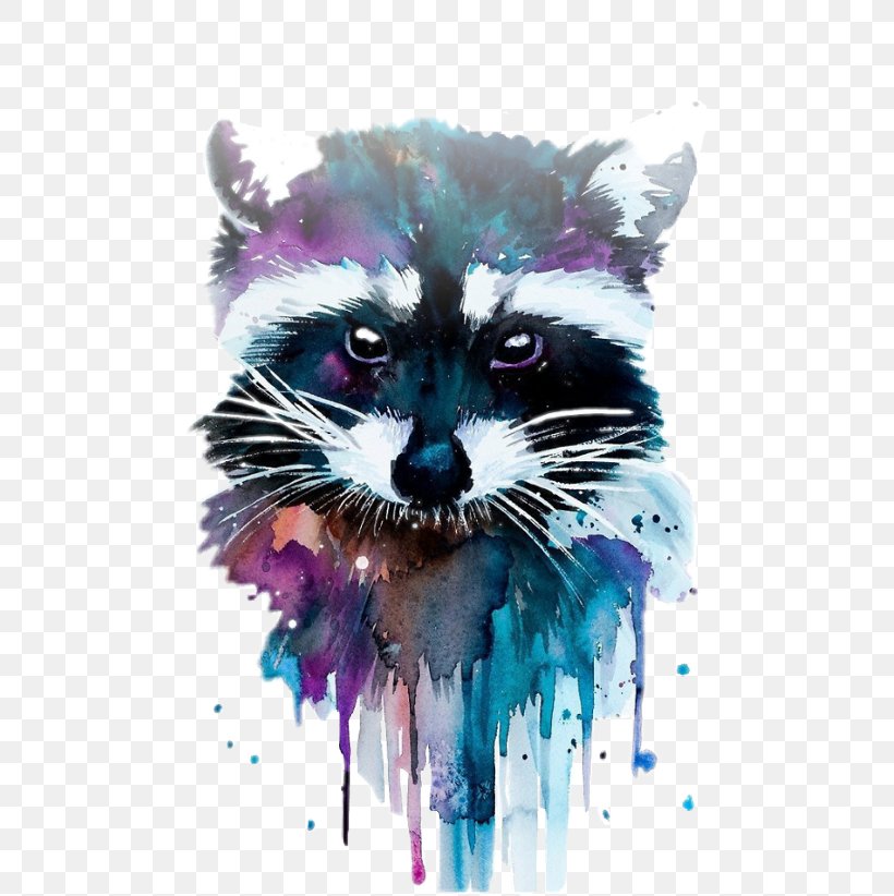 Raccoon Watercolor Painting Art Canvas Print, PNG, 480x822px, Raccoon, Art, Artist, Canvas, Canvas Print Download Free