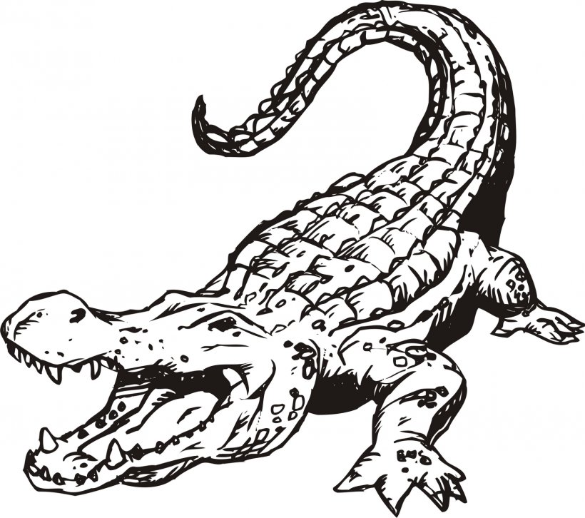 Alligator Crocodile Black And White Clip Art, PNG, 1600x1418px, Crocodile, Alligator, Animal Figure, Art, Artwork Download Free