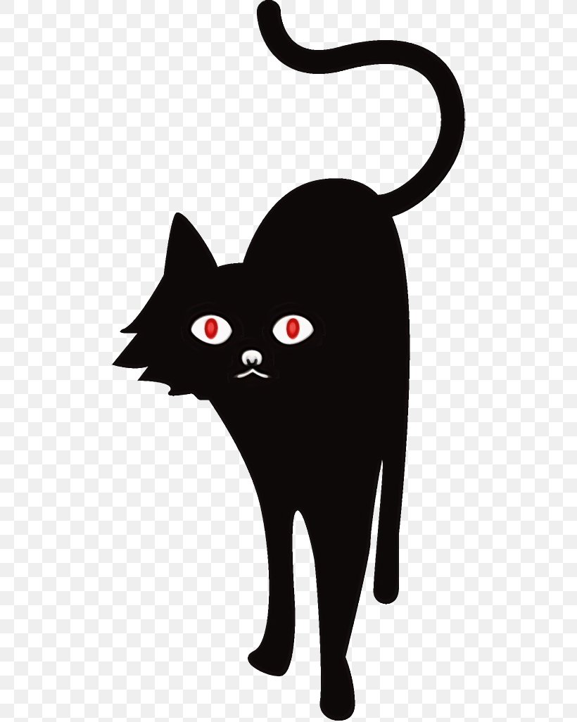 Cat Black Cat Small To Medium-sized Cats Whiskers Cartoon, PNG, 504x1026px, Watercolor, Black Cat, Bombay, Cartoon, Cat Download Free