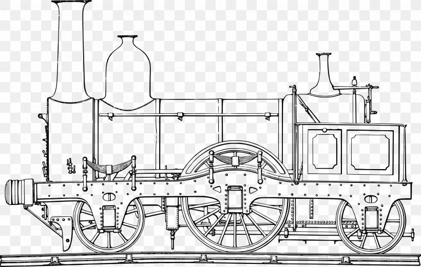 Train Rail Transport Steam Locomotive Coloring Book, PNG, 2400x1525px, Train, Artwork, Auto Part, Black And White, Color Download Free