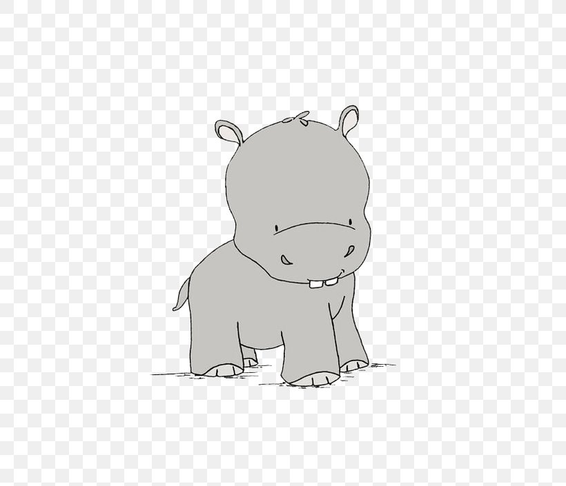 Hippopotamus Black And White Clip Art, PNG, 564x705px, Hippopotamus, Art, Black And White, Carnivoran, Cartoon Download Free