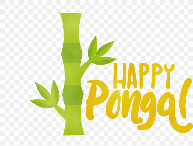 Plant Stem Logo Font Yellow Tree, PNG, 3000x2279px, Pongal, Happy Pongal, Harvest Festival, Logo, Meter Download Free