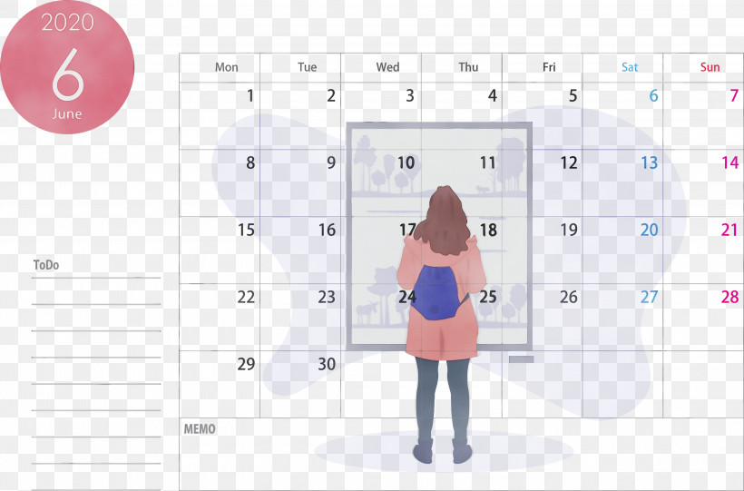 Text Skin Pink Line Font, PNG, 3000x1982px, 2020 Calendar, June 2020 Calendar, Animation, Diagram, Line Download Free