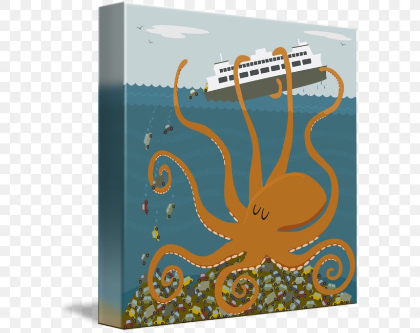 Giant Octopuses Gallery Wrap Ferry Canvas, PNG, 589x650px, Octopus, Art, Canvas, Cephalopod, Ferry Download Free