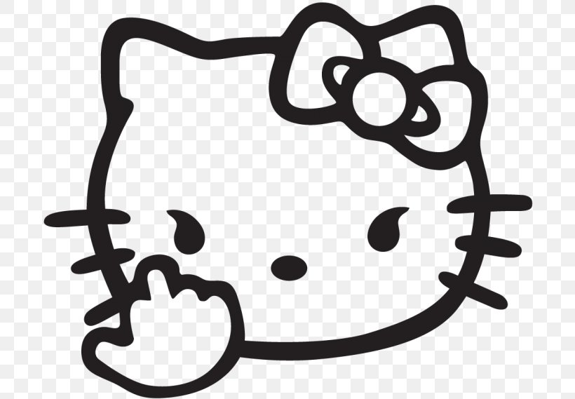 Hello Kitty Wall Decal Bumper Sticker, PNG, 700x569px, Hello Kitty, Black And White, Bumper Sticker, Car, Cat Download Free