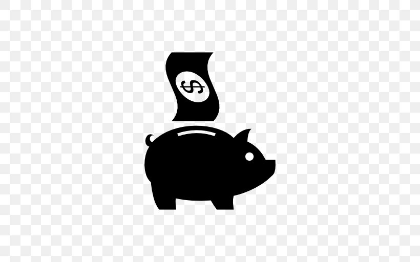 Piggy Bank Saving Coin Money, PNG, 512x512px, Piggy Bank, Bank, Black, Black And White, Carnivoran Download Free