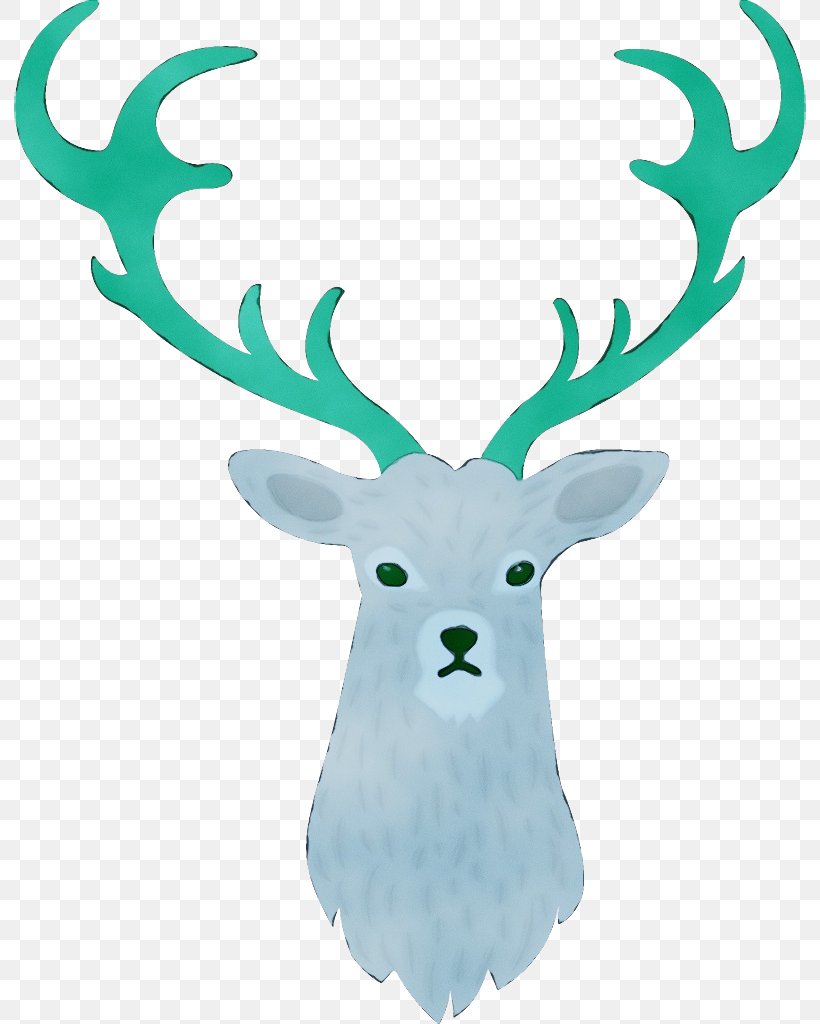 Reindeer, PNG, 792x1024px, Watercolor, Antler, Deer, Elk, Green Download Free