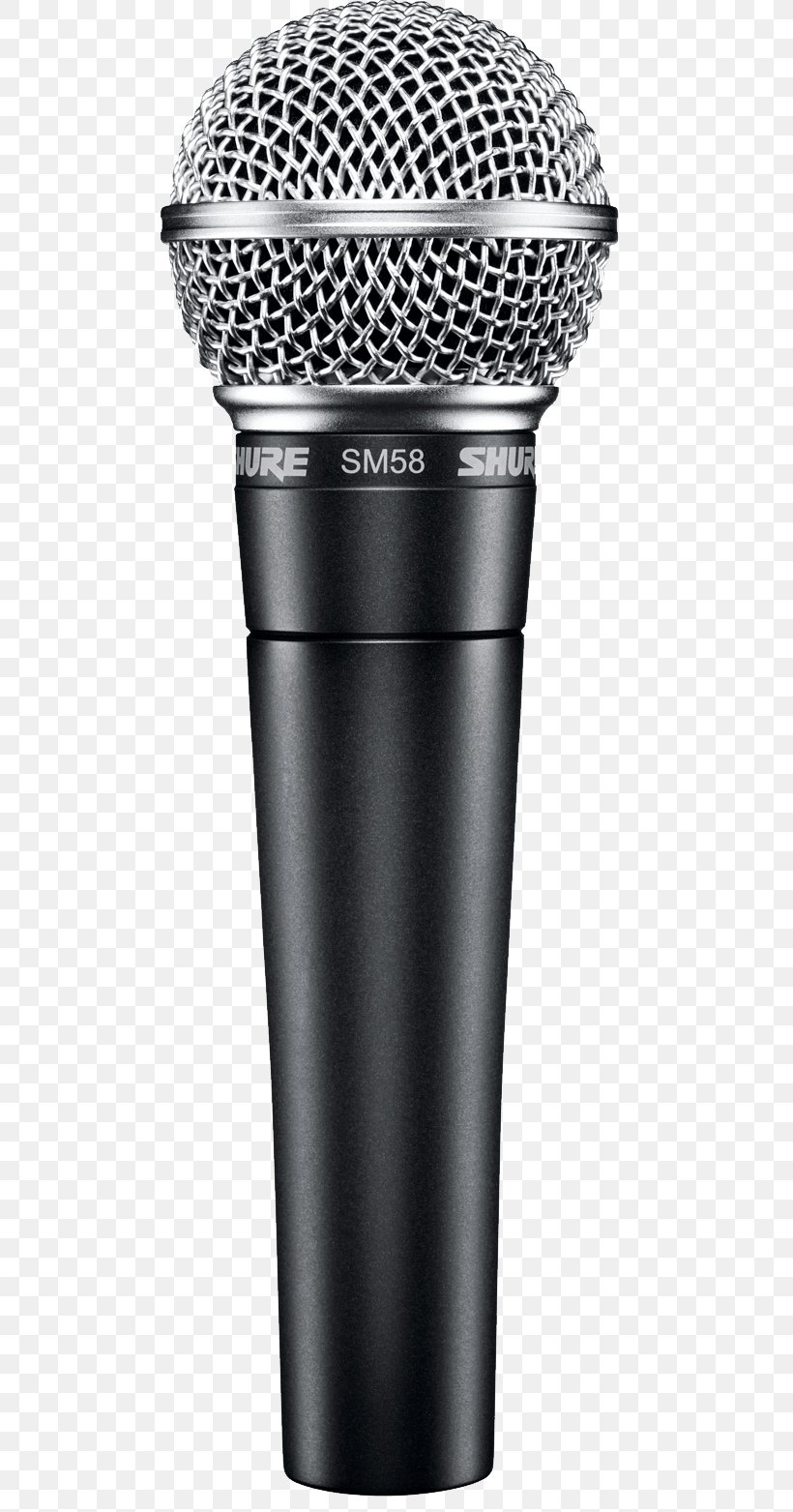 Microphone Shure SM58 Human Voice XLR Connector, PNG, 505x1563px, Microphone, Audio, Audio Equipment, Black And White, Electrical Cable Download Free