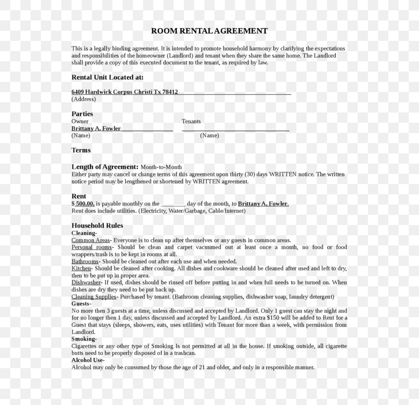 Rental Agreement House Lease Contract Renting, PNG, 612x792px, Rental Agreement, Area, Contract, Diagram, Document Download Free