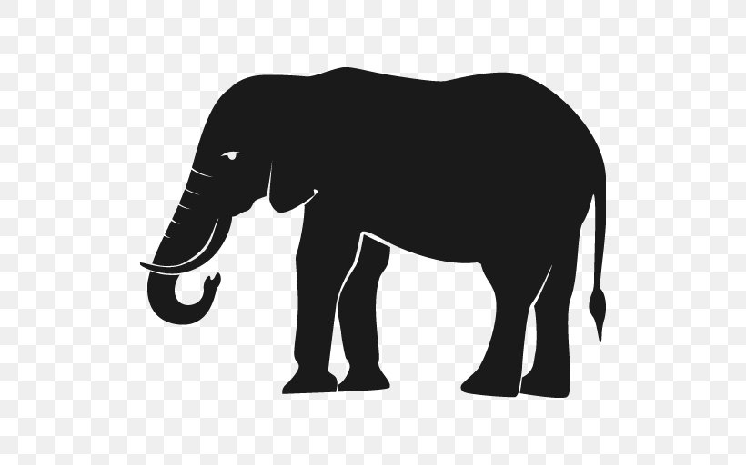 African Elephant Indian Elephant Drawing, PNG, 512x512px, African Elephant, Asian Elephant, Black, Black And White, Boar Hunting Download Free