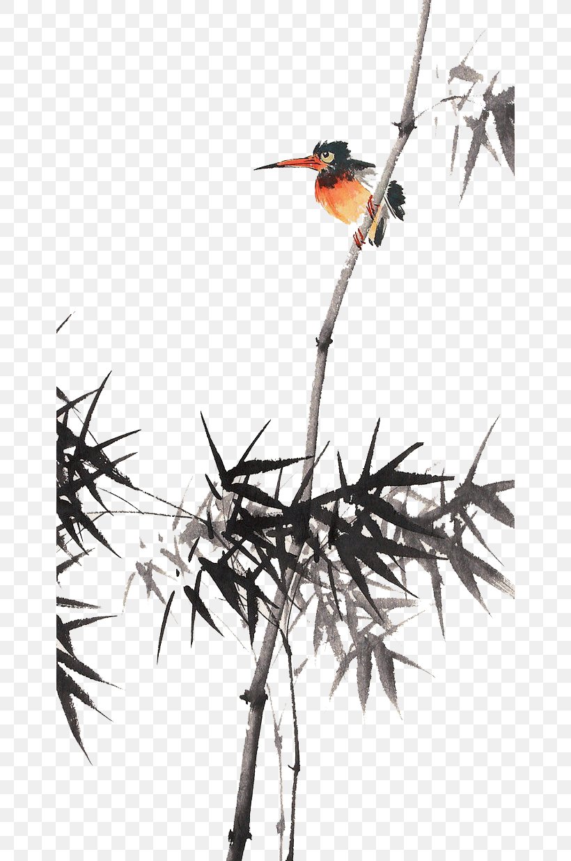 Bird-and-flower Painting Manual Of The Mustard Seed Garden Chinese Painting, PNG, 658x1236px, Bird, Bamboo, Beak, Birdandflower Painting, Black And White Download Free