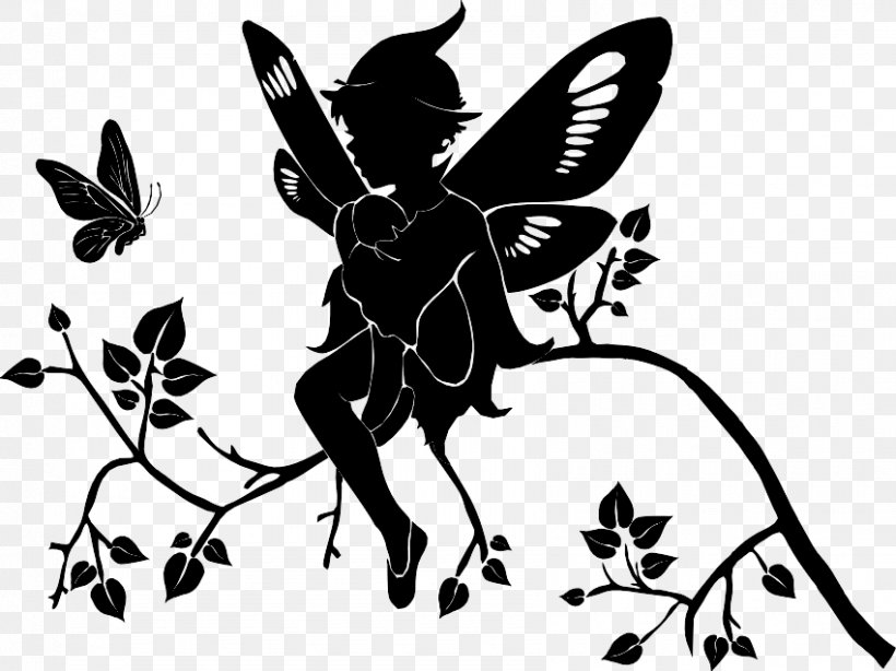 Butterfly Stencil Elf The Sims 3 Fairy, PNG, 850x637px, Butterfly, Art, Blackandwhite, Branch, Elf Download Free