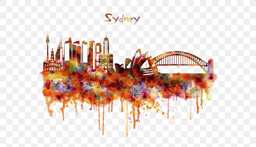 Sydney T-shirt Watercolor Painting, PNG, 600x471px, Sydney, Canvas, City, Diagram, Drawing Download Free