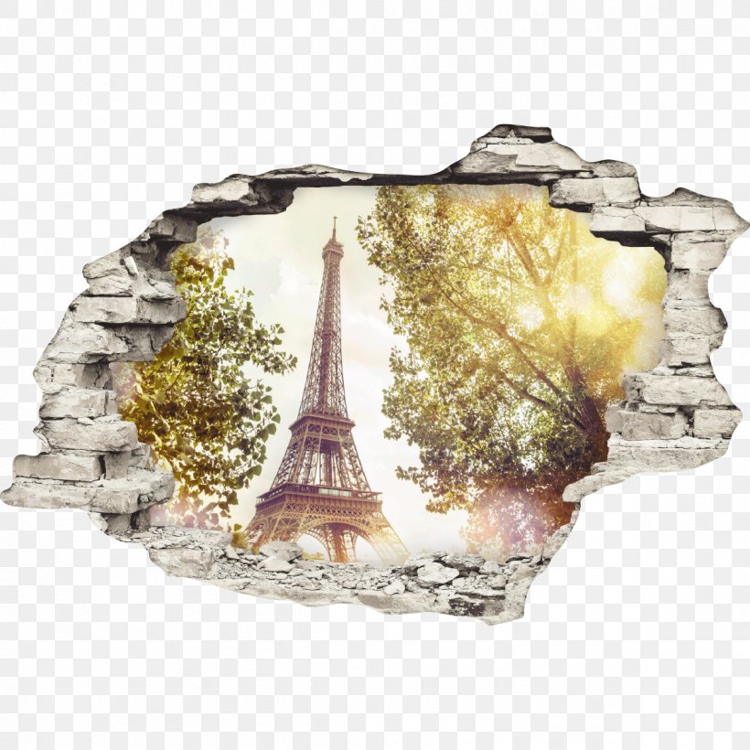 Eiffel Tower New York City Trompe-l'œil Sticker, PNG, 1200x1200px, Eiffel Tower, Building, Crystal, Mineral, Mural Download Free