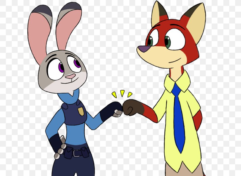 Rabbit Lt. Judy Hopps Nick Wilde Fist Bump Animation, PNG, 800x600px, 2016, Rabbit, Animation, Art, Carnivoran Download Free