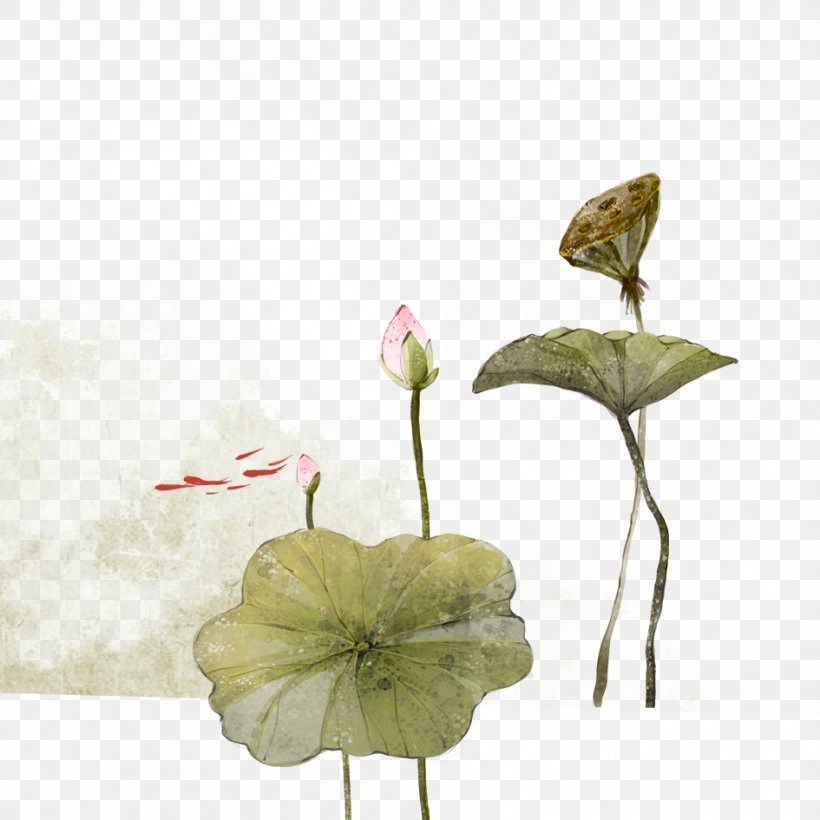 Nelumbo Nucifera Ink Wash Painting Watercolor Painting, PNG, 945x945px, Nelumbo Nucifera, Creative Work, Flora, Floral Design, Flower Download Free