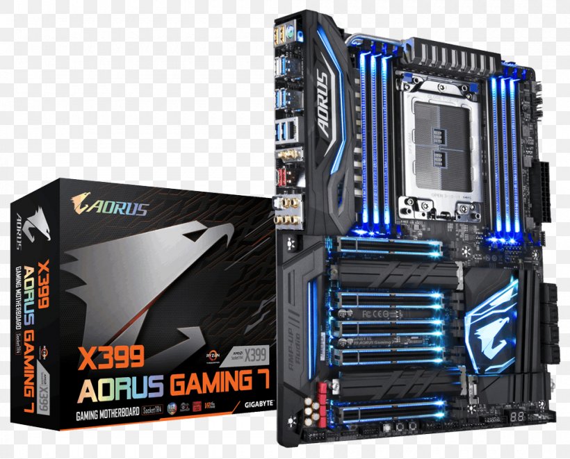 Gigabyte X399 AORUS Gaming 7, PNG, 1000x807px, Motherboard, Advanced Micro Devices, Aorus, Atx, Central Processing Unit Download Free
