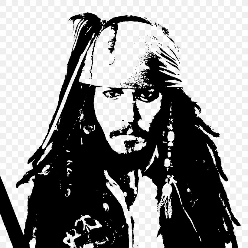 Jack Sparrow Pirates Of The Caribbean: The Curse Of The Black Pearl List Of Pirates Of The Caribbean Characters, PNG, 1024x1024px, Jack Sparrow, Art, Black And White, Black Pearl, Facial Hair Download Free