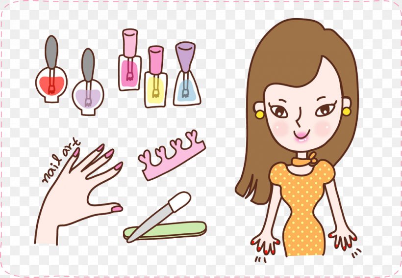 Cartoon Nail Polish Make-up, PNG, 1000x691px, Watercolor, Cartoon, Flower, Frame, Heart Download Free