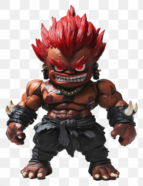 Akuma - Chibi Warrior With Red Hair PNG