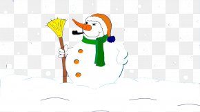 Cute Cartoon Snowman Broom - Flightless Bird Christmas Ornament Illustration PNG