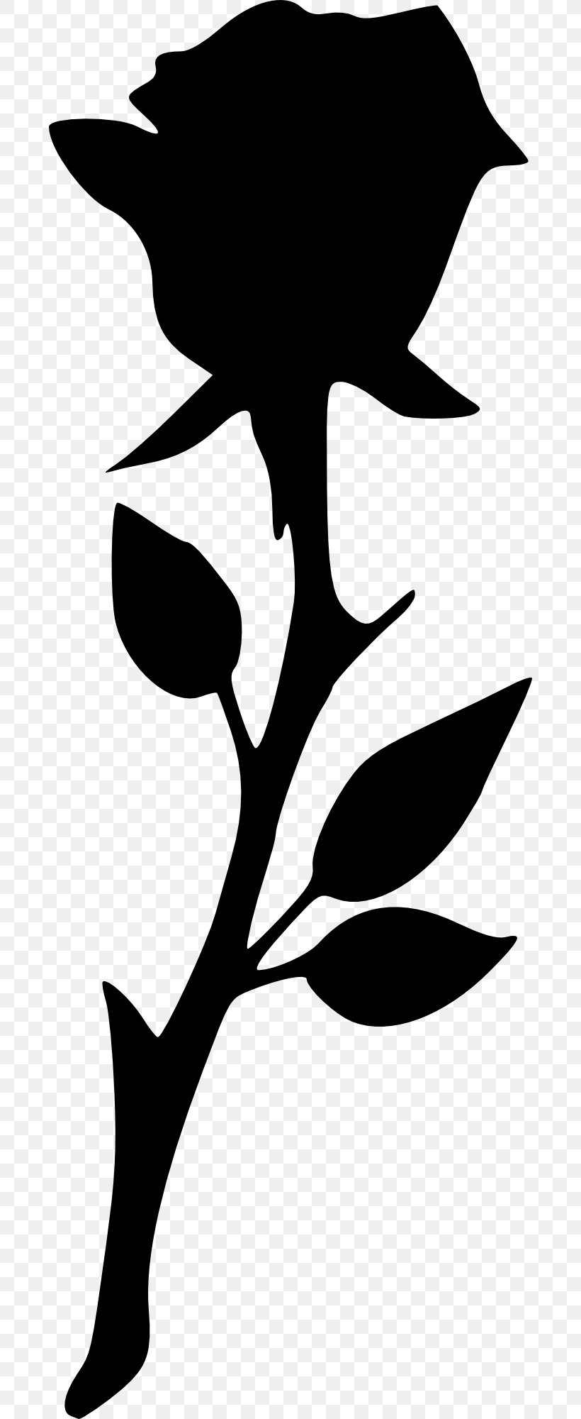 Clip Art Silhouette Image Rose, PNG, 682x2000px, Silhouette, Art, Blackandwhite, Botany, Leaf Download Free