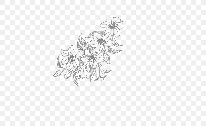 Flower Line Art Drawing, PNG, 500x500px, Flower, Art, Artwork, Black, Black And White Download Free