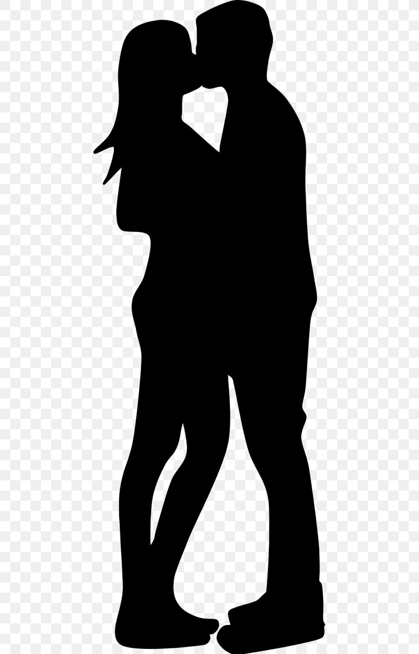 Kiss Love, PNG, 640x1280px, Silhouette, Blackandwhite, Couple, Drawing, Human Download Free