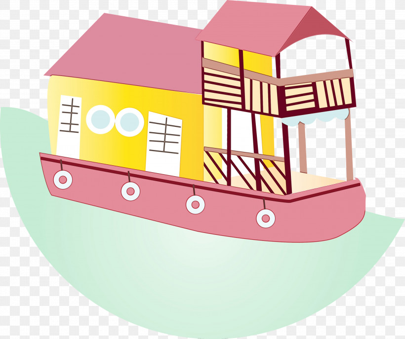 Pink House Wheel, PNG, 2999x2513px, Houseboat, Building, House, Paint, Pink Download Free