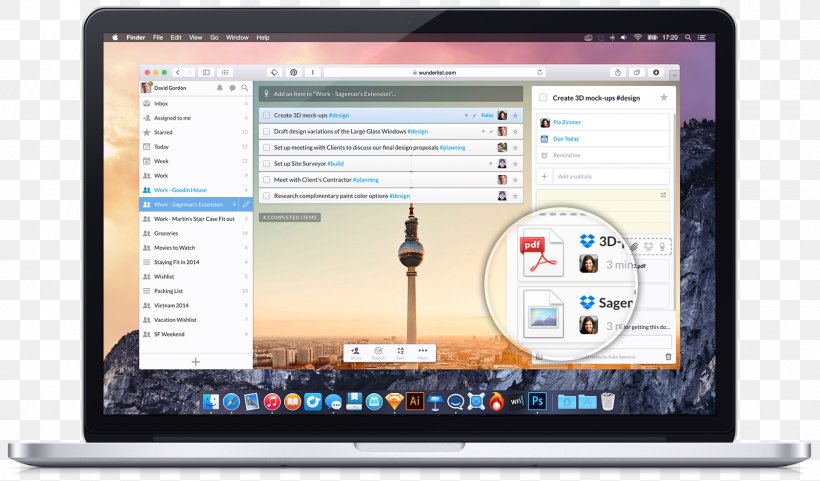 Computer Program Wunderlist Microsoft To-Do Task Dropbox, PNG, 1600x940px, Computer Program, Brand, Client, Communication, Computer Download Free
