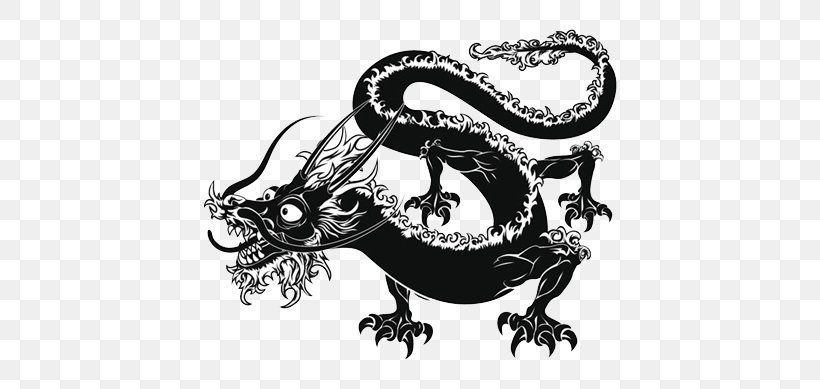 Chinese Dragon Japanese Dragon Tattoo, PNG, 478x389px, Chinese Dragon, Art, Black And White, Chinese Zodiac, Creative Market Download Free