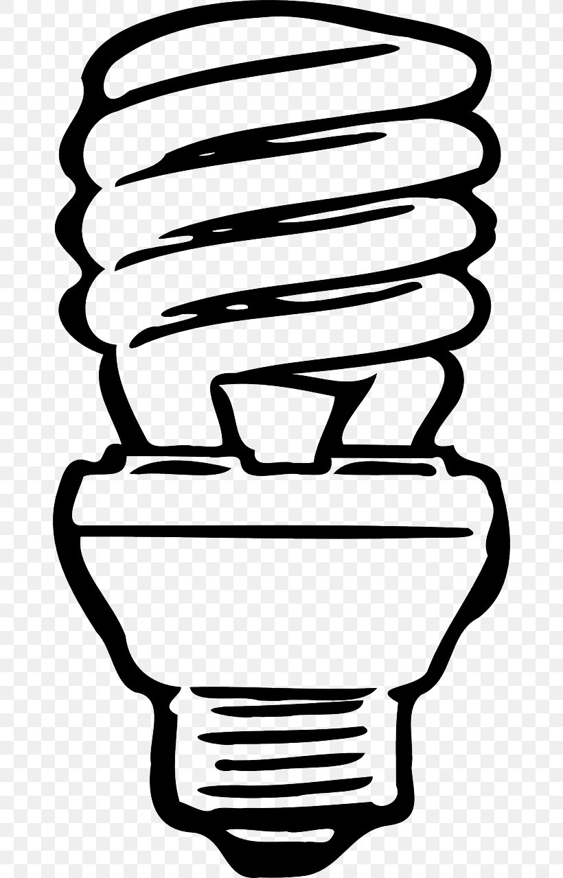 Incandescent Light Bulb Compact Fluorescent Lamp Clip Art, PNG, 666x1280px, Light, Black And White, Compact Fluorescent Lamp, Electric Light, Energy Saving Lamp Download Free