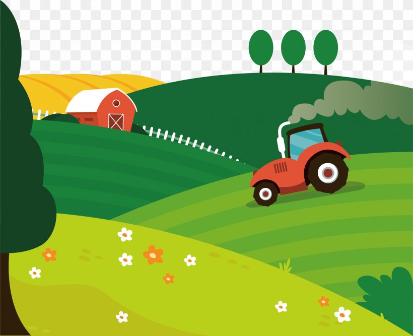 Tractor Agriculture Farm Euclidean Vector, PNG, 2456x1999px, Tractor, Agriculture, Arable Land, Barn, Cartoon Download Free