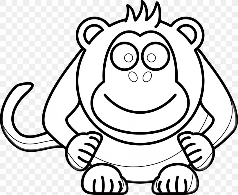 Drawing Black And White Monkey Clip Art, PNG, 1969x1613px, Watercolor, Cartoon, Flower, Frame, Heart Download Free