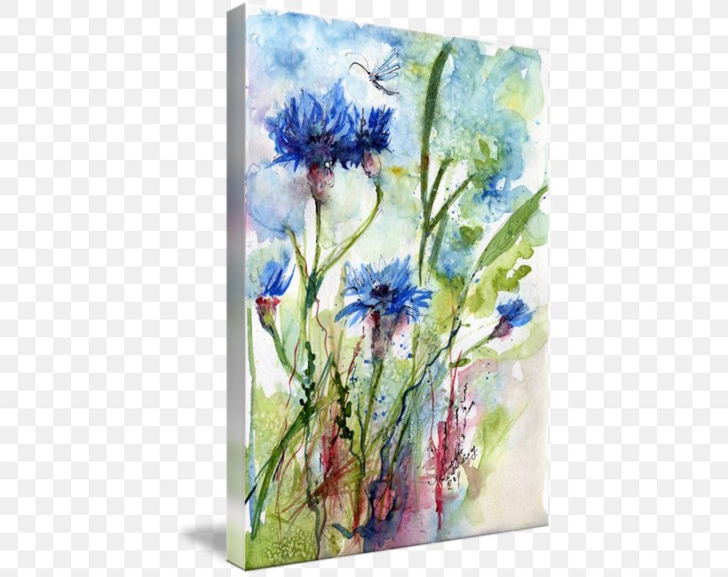 Floral Design Cornflowers Watercolor Painting, PNG, 426x650px, Floral Design, Acrylic Paint, Art, Canvas, Canvas Print Download Free