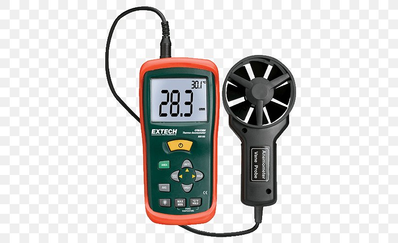 Extech Instruments Anemometer Airflow Electronic Test Equipment Velocity, PNG, 500x500px, Extech Instruments, Air Flow Meter, Airflow, Anemometer, Calibration Download Free