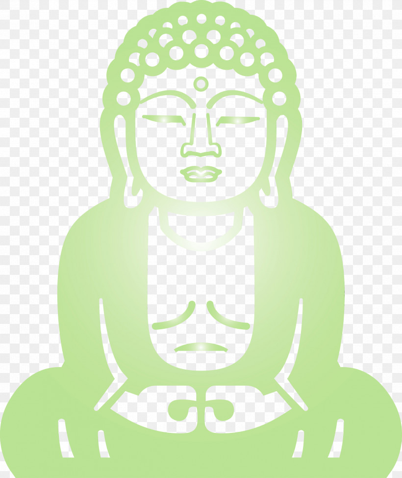 Green Head Meditation Smile, PNG, 2524x2999px, Buddha, Green, Head, Meditation, Paint Download Free