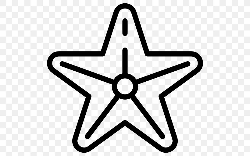 Starfish Five-pointed Star, PNG, 512x512px, Star, Area, Black And White, Drawing, Fivepointed Star Download Free