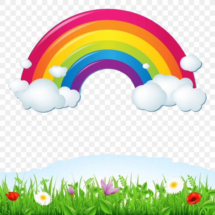 Rainbow Cloud Euclidean Vector Sky Illustration, PNG, 1000x1000px, Watercolor, Cartoon, Flower, Frame, Heart Download Free