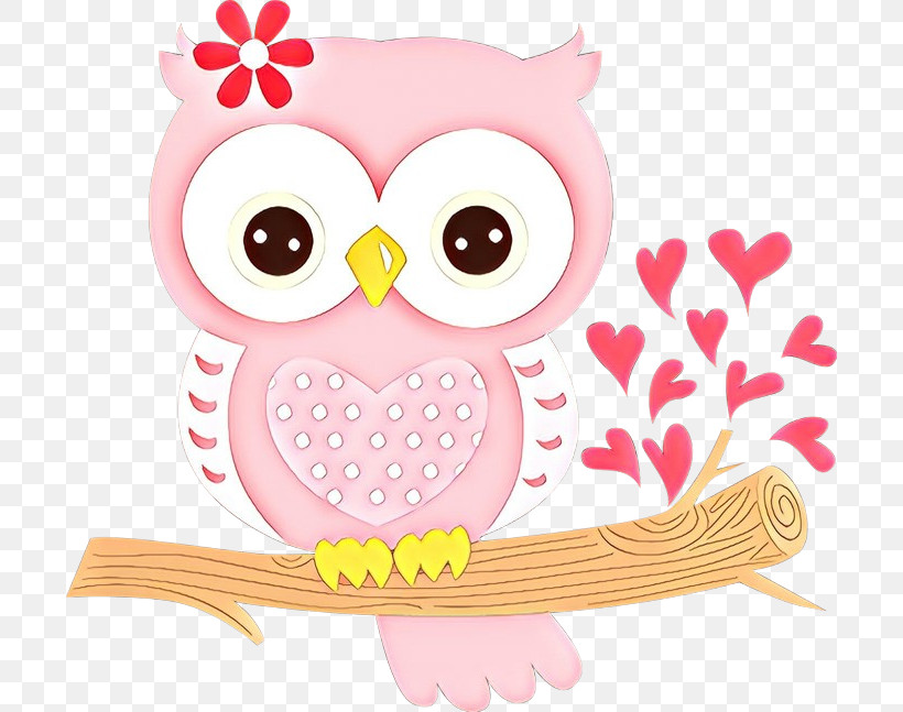 Owl Pink Cartoon Bird Bird Of Prey, PNG, 700x647px, Owl, Bird, Bird Of Prey, Branch, Cartoon Download Free