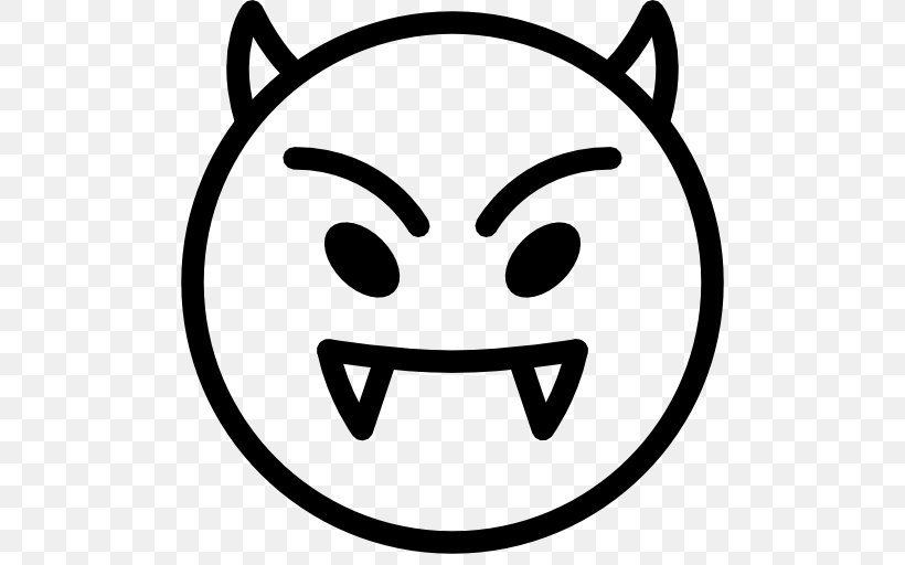 Emoticon Devil Smiley Satan, PNG, 512x512px, Emoticon, Black And White, Demon, Devil, Emoji Download Free