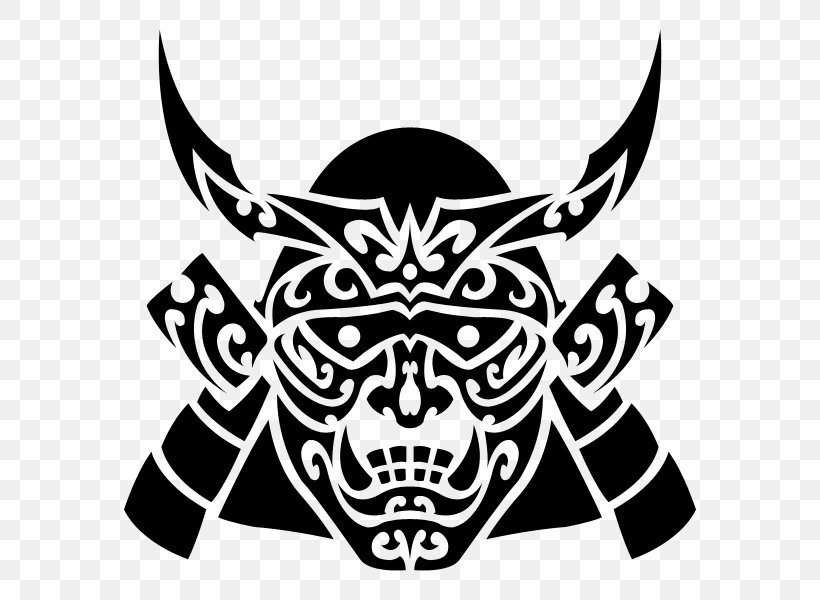 Samurai Mask Drawing Black And White, PNG, 600x600px, Samurai, Art, Black, Black And White, Bone Download Free