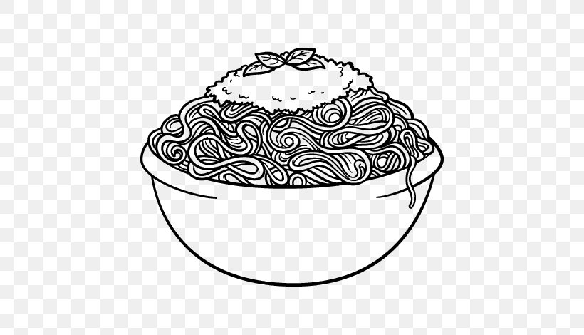 Spaghetti With Meatballs Pasta Italian Cuisine, PNG, 600x470px, Spaghetti With Meatballs, Artwork, Black, Black And White, Coloring Book Download Free