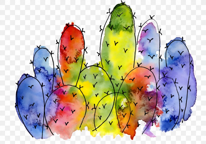 Watercolor Plant, PNG, 1024x716px, Watercolor Painting, Abstraction, Barbary Fig, Cactus, Colorfulness Download Free