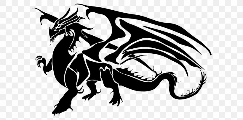 Chinese Dragon Silhouette Clip Art, PNG, 1920x955px, Dragon, Black And White, Carnivoran, Cartoon, Chinese Dragon Download Free