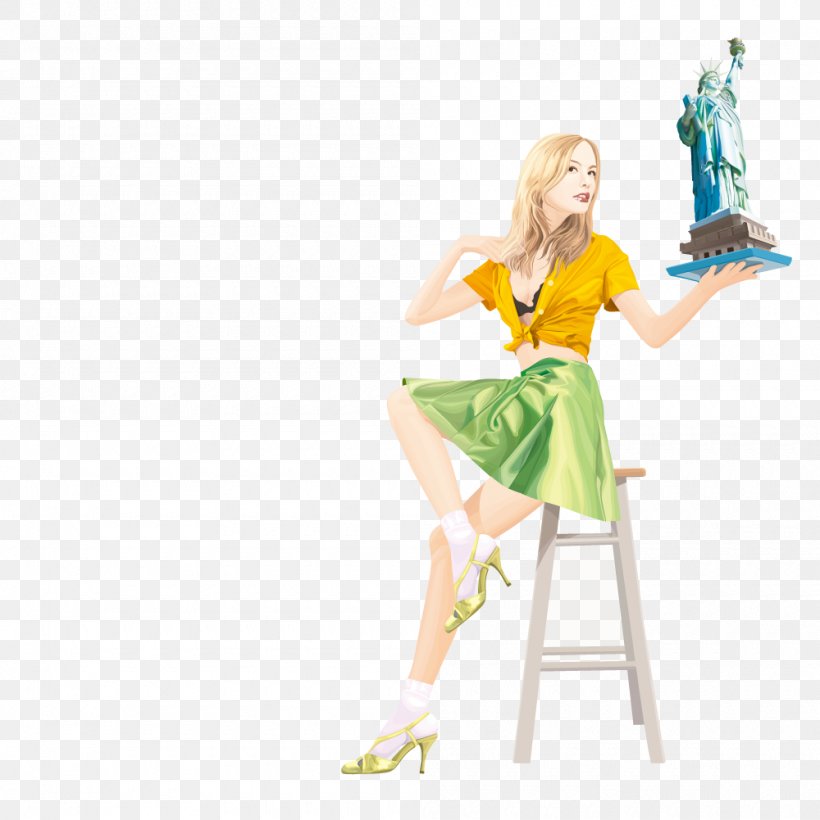 Statue Of Liberty Chair Woman, PNG, 1000x1001px, Watercolor, Cartoon, Flower, Frame, Heart Download Free