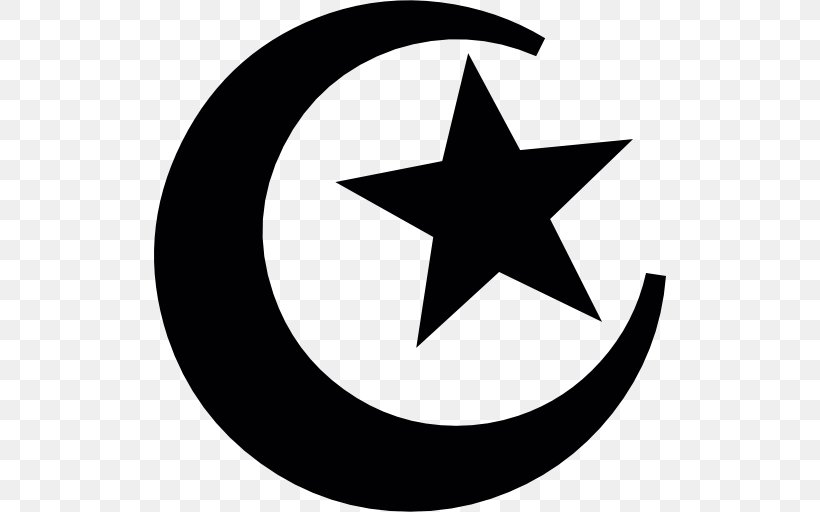Symbols Of Islam Star And Crescent Star Polygons In Art And Culture Moon, PNG, 512x512px, Symbols Of Islam, Artwork, Black And White, Crescent, Islam Download Free